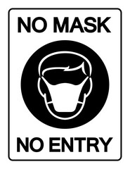 No Mask No Entry Symbol Sign,Vector Illustration, Isolated On White Background Label. EPS10
