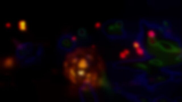 Blurred christmas lights flickering on video. New year background.