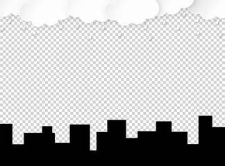 Fototapeta premium Cloud rain with building and town isolate on png or transparent background, rain season, cloudy day,weather forecast concept, rain promotion for advertising, vector illustration