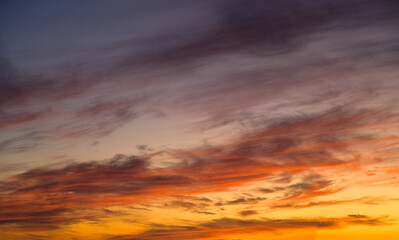 Beautiful and warm colored sunset sky.