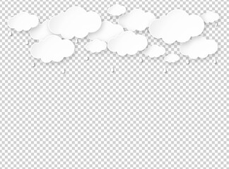 Cloud rain isolate on png or transparent  background, clear sky with cloud, rain season, cloudy day,weather forecast concept, vector illustration