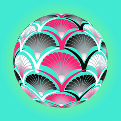 floral asian style lantern ball mauve turquoise blue red