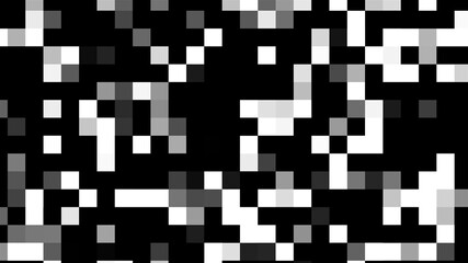 Fototapeta premium Computer generated abstract technology backdrop with mosaic of white and black square blocks. 3D rendering large pixels