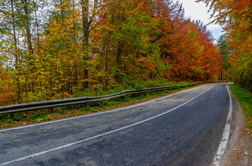 Colourful autumn mountain Transfăgărășan road in Romania
