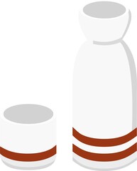 Vector illustration of Japanese bottle of sake drink
