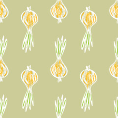Seamless pattern with onion. Vector illustration