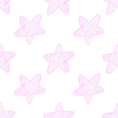 Seamless pattern with ornamental stylized doodle star shapes.
