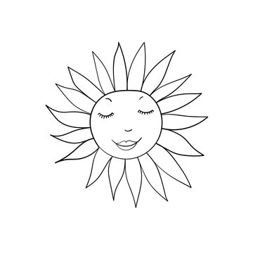 Cartoon sun face. Vector illustration