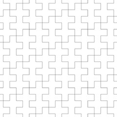 Seamless Sayagata pattern. Repeated interlocking manji background. Oriental crosses ornament. Traditional architecture wallpaper. Ancient ethnic mosaic motif. Digital paper, textile print. Vector art.