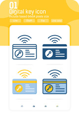 Digital key premium icon with filled, outline, colored and flat style on isolated on white background from smart devices icons collection. Vector symbol concept design template for technology and more