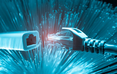 network cables with fiber optical background