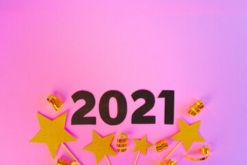 Fototapeta premium New year 2021 concept on pink background