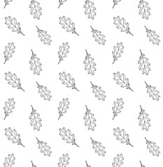 Vector seamless pattern of hand drawn doodle sketch oak leaf isolated on white background