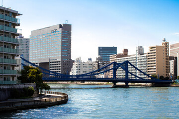 Fototapeta na wymiar 東京の青い橋