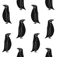 Vector seamless pattern of black hand drawn doodle sketch penguin isolated on white background