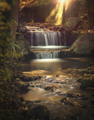 Fototapeta Jesienny krajobraz - wodospady obraz