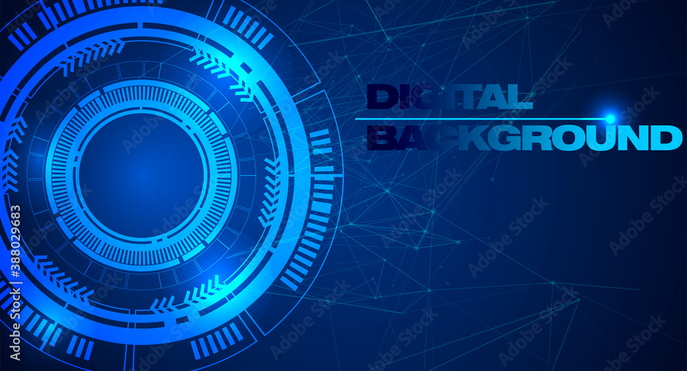 Poster abstract blue technology digital background with blue curcuit, hi-tech data flow, innovation connect