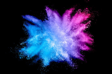 Colorful background of pastel powder explosion.Multi colored dust splash on black...