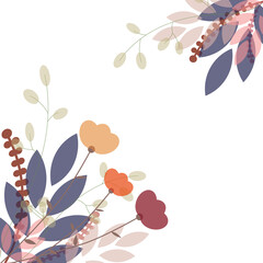 abstract illustration on white background, beautiful flowers