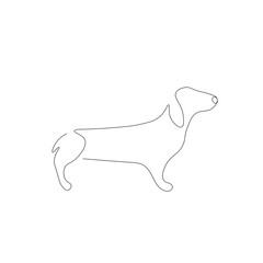 Dod silhouette on white background, line drawing vector illustration