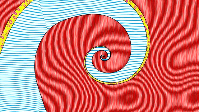 Swirl in comic stylewith textures and patterns. Zine culture video loop with a doodle cartoon illustration look in stop motion