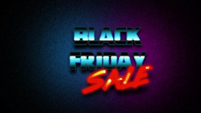 black firday sale promotion 80's glowing neon style annimation