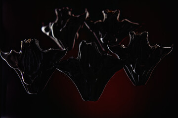 group of horned demons on a dark background. High quality photo
