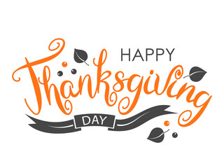 Happy Thanksgiving Merry Greeting Card Calligraphic Print Design