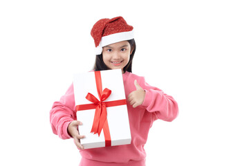 Child holding Christmas gift box