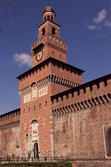 Naklejka premium Castello Sforzesco of Milan against blue sky
