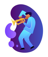 Vector cartoon illustration of african jazz, soul musician with trumpet