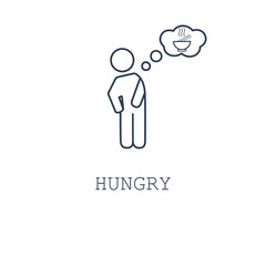 Hungry icon on white background. Vector illustration in flat cartoon design. Design for webpage, banner, poster, app. Noodle, hunker. 