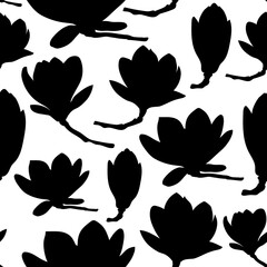 Seamless pattern Magnolia flowers silhouettes vector illustration © Ирина Шишкова