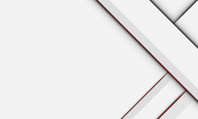 Abstract white stripes with red line on white background.