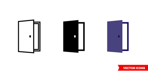 Door open icon of 3 types color, black and white, outline. Isolated vector sign symbol.