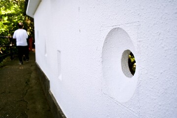 Close up of a castle wall. 