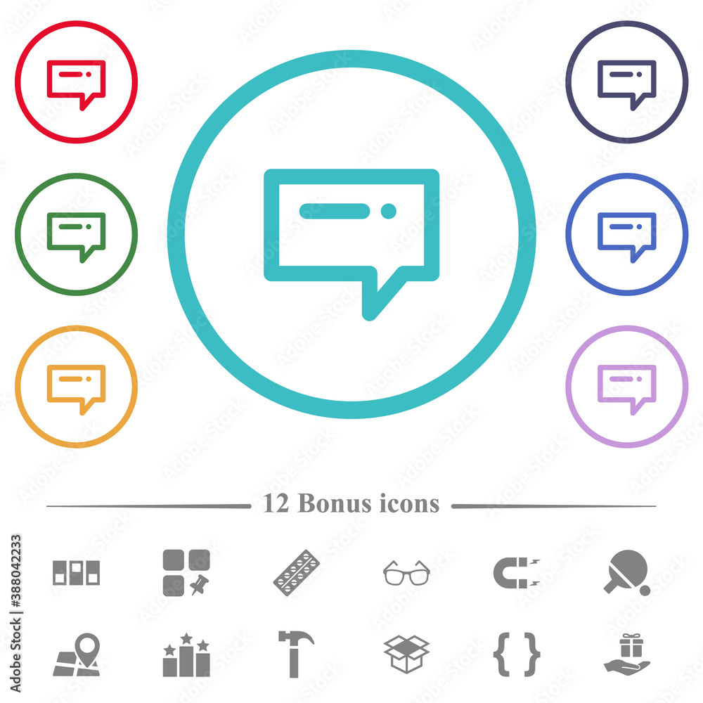 Poster typing message flat color icons in circle shape outlines