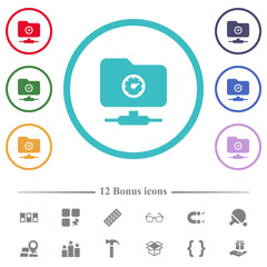 Fast FTP flat color icons in circle shape outlines