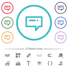 Typing message flat color icons in circle shape outlines