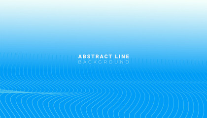 Minimal art flowing abstract white wave lines on blue background. Motion abstract poster for cover, placards, poster, banner or flyer