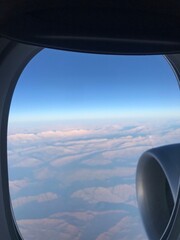 Fototapeta premium Image taken from an aircraft window mid-flight