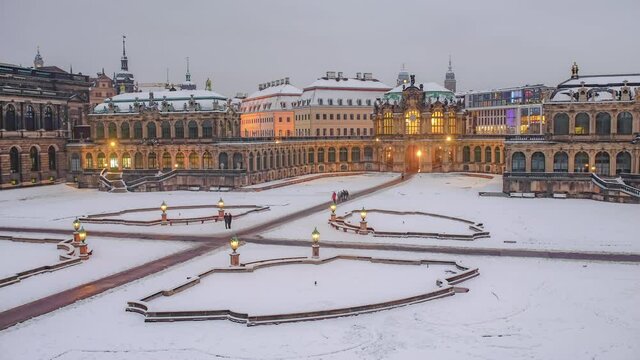 Day to night time-lapse of Zwinger museum Building, Germany