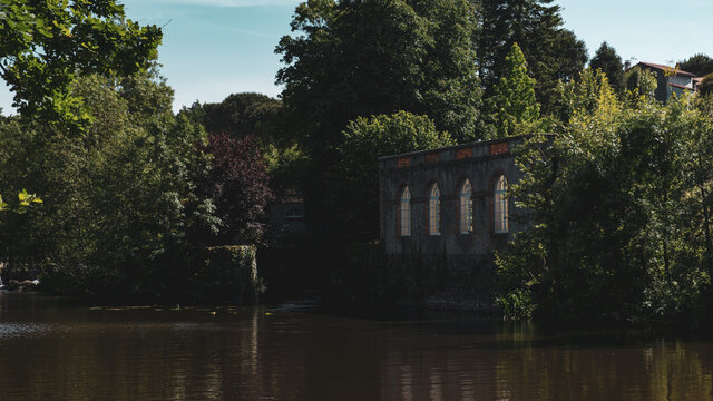 Clisson, France - 05/08/2020: House of clisson fortified famous city of France. House by the river in Clisson France. Old building by the river.
