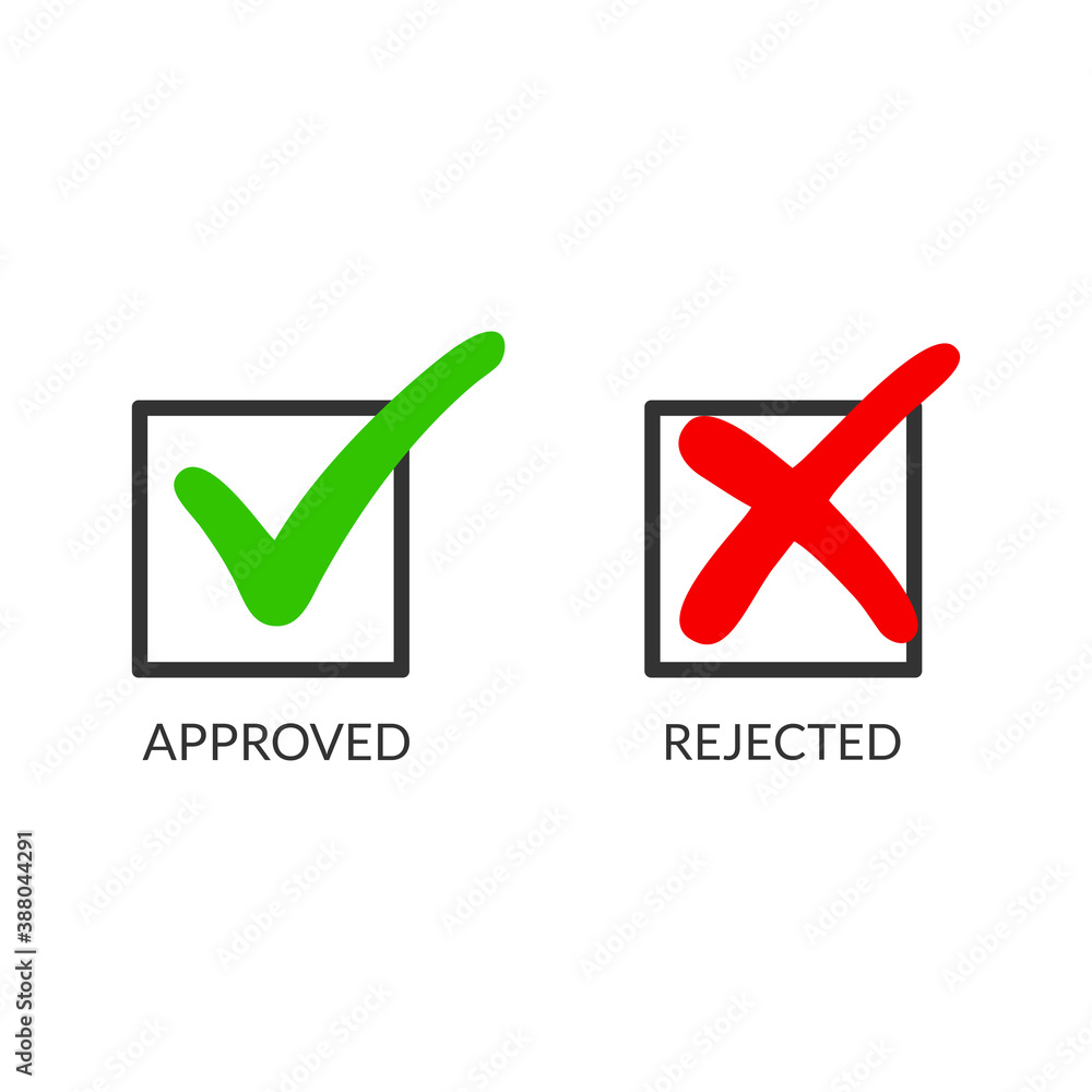 Poster vector illustration of approved and rejected button choice. suitable for elements of election info g