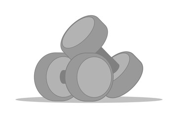 a pair of dumbbells, in gray tones simple flat style