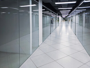 empty corridors and glass office spaces