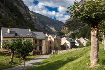 Fototapeta na wymiar Eaux-Bonnes picturesque village close to the small town of Laruns, Pyrenees National Park, France