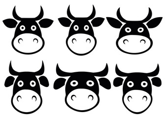 Cow logos in a set. Vector image.