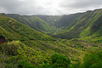 Fototapeta na wymiar Moaula Falls at Halawa Valley Molokai landscape