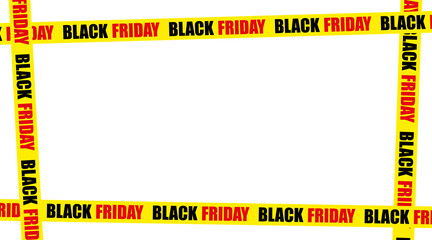 Yellow ribbon with the inscription Black Friday on a white background.Frame with ribbon.Big sale,vector illustration.Graphics element for banner, poster.

